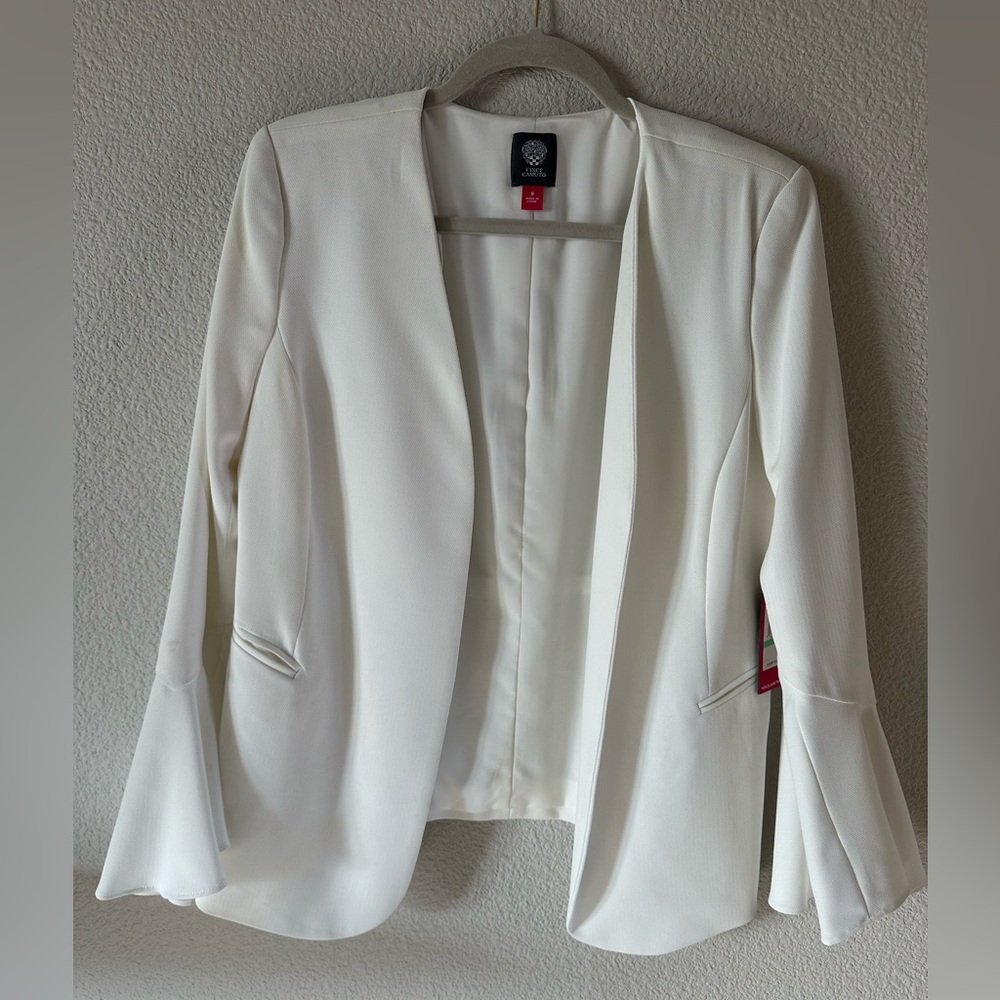 Vince Camuto White Bell-Sleeve Open-Front Blazer - Size 8 (NWT)